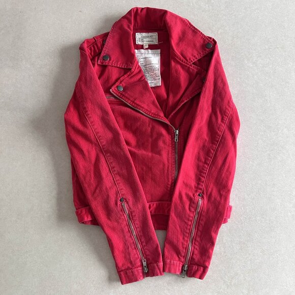 Current/Elliot Denim The Biker Jacket in Victory Red ASO Aria Montgomery - Picture 8 of 13